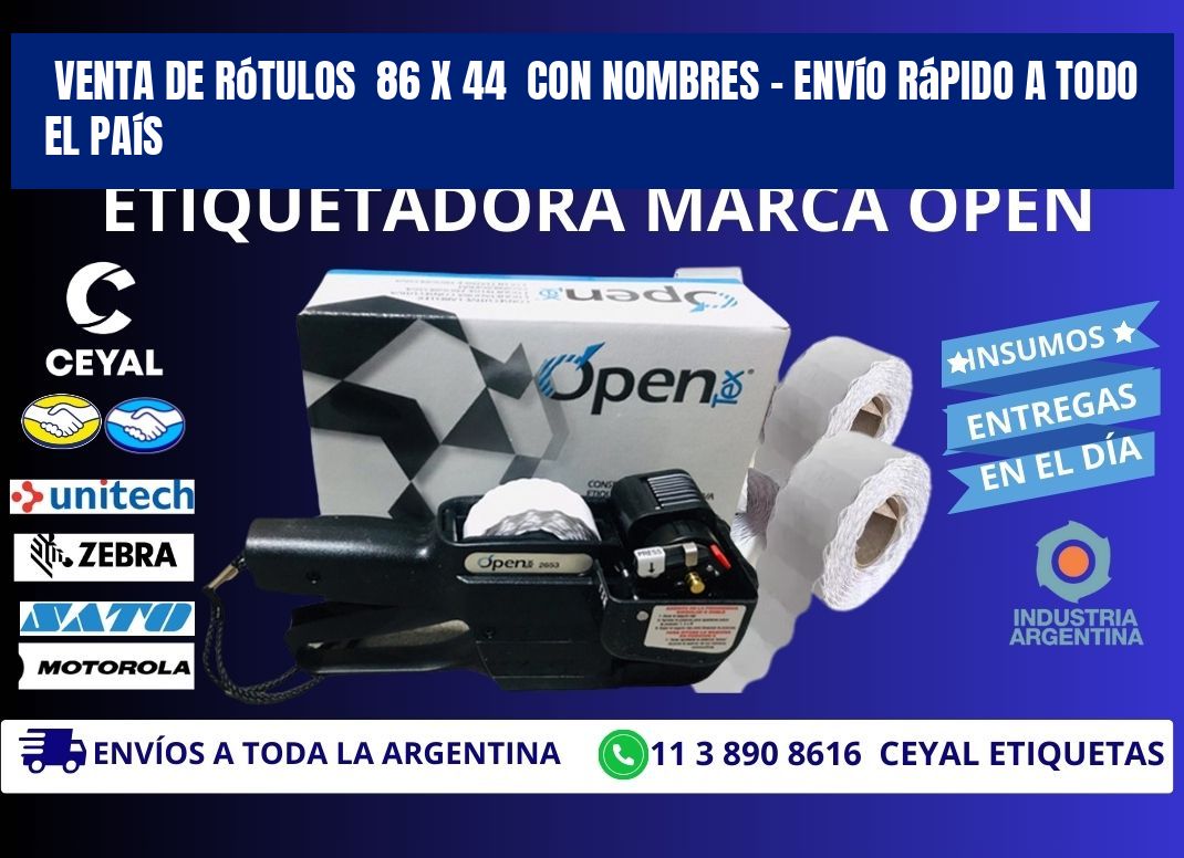 Venta de Rótulos  86 x 44  con Nombres – Envío Rápido a Todo el País