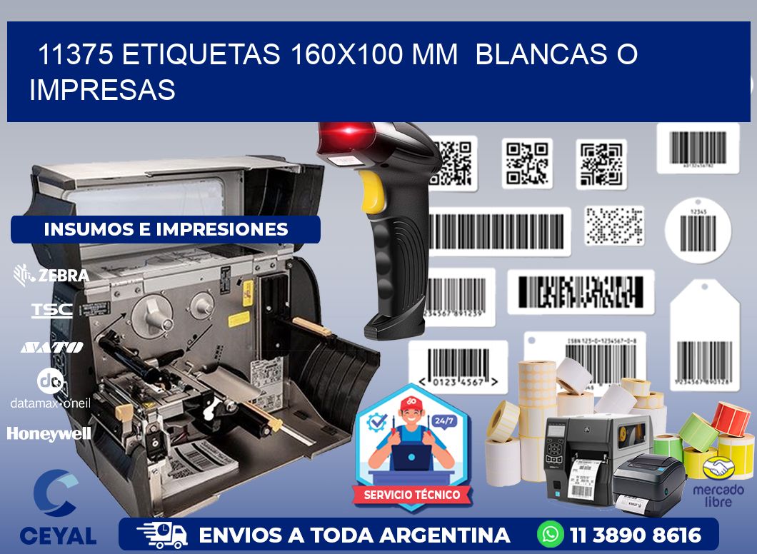 11375 ETIQUETAS 160x100 mm  BLANCAS O IMPRESAS