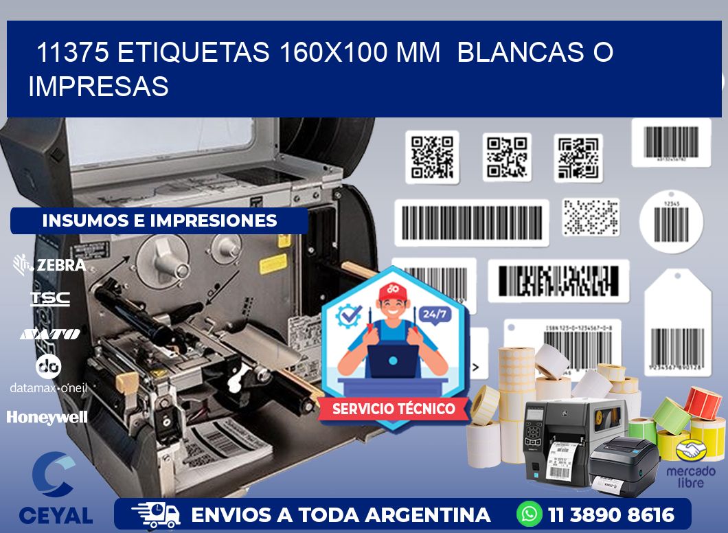 11375 ETIQUETAS 160x100 mm  BLANCAS O IMPRESAS