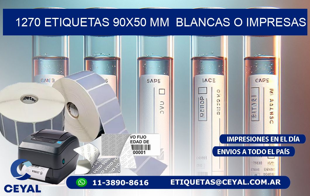 1270 ETIQUETAS 90x50 mm  BLANCAS O IMPRESAS