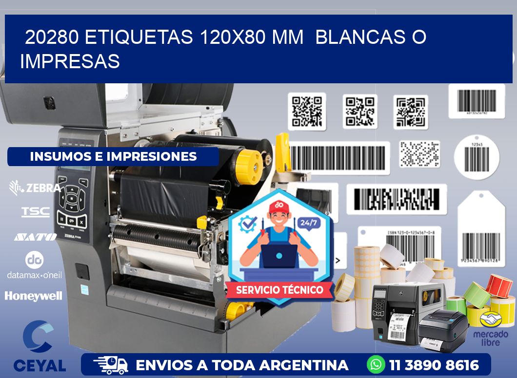 20280 ETIQUETAS 120x80 mm  BLANCAS O IMPRESAS