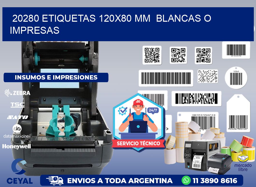 20280 ETIQUETAS 120x80 mm  BLANCAS O IMPRESAS