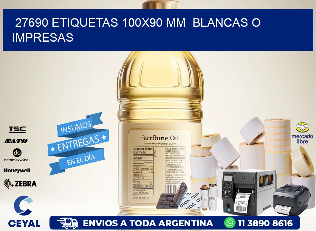 27690 ETIQUETAS 100x90 mm  BLANCAS O IMPRESAS