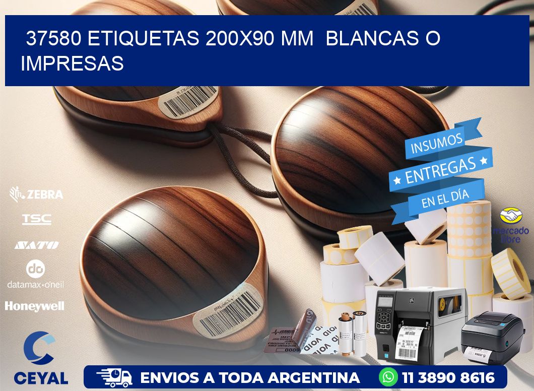37580 ETIQUETAS 200x90 mm  BLANCAS O IMPRESAS