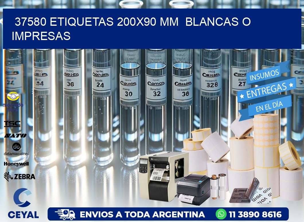 37580 ETIQUETAS 200×90 mm  BLANCAS O IMPRESAS