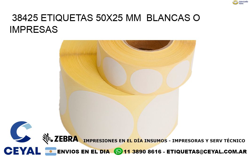38425 ETIQUETAS 50x25 mm  BLANCAS O IMPRESAS