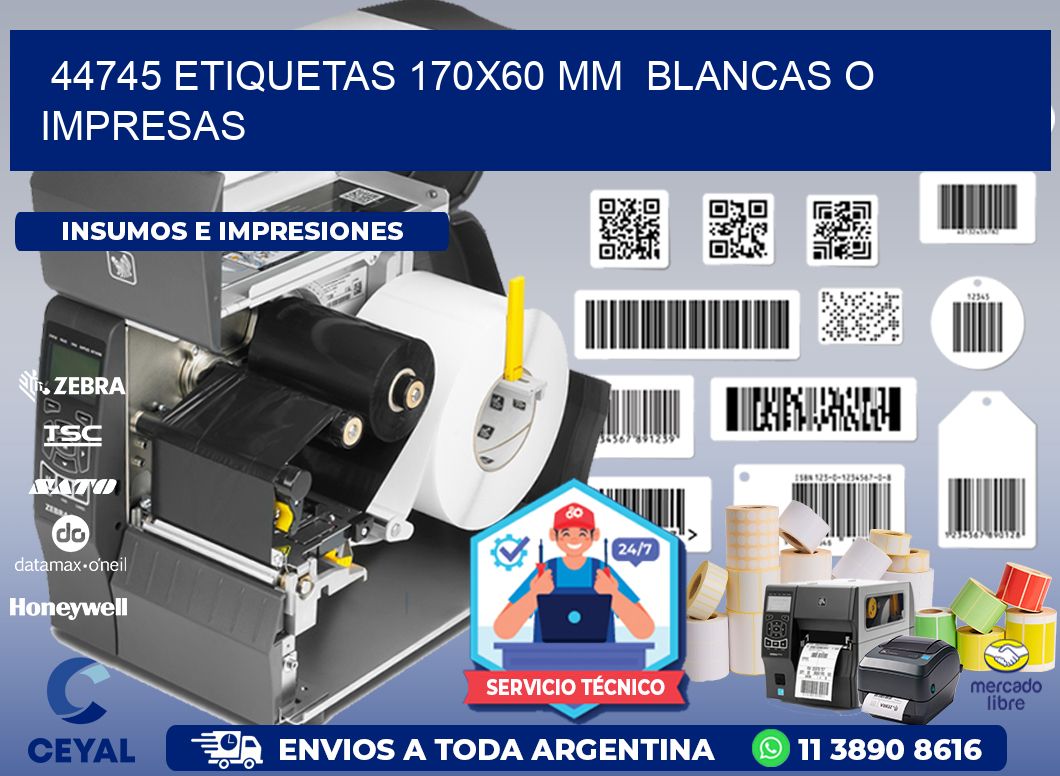 44745 ETIQUETAS 170x60 mm  BLANCAS O IMPRESAS