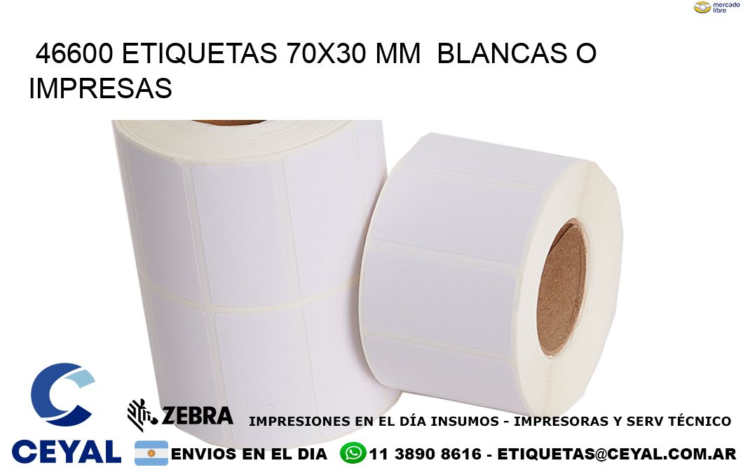 46600 ETIQUETAS 70x30 mm  BLANCAS O IMPRESAS