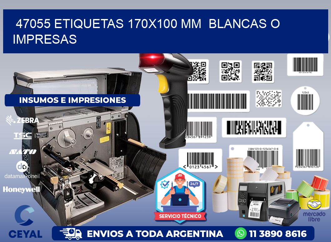 47055 ETIQUETAS 170x100 mm  BLANCAS O IMPRESAS
