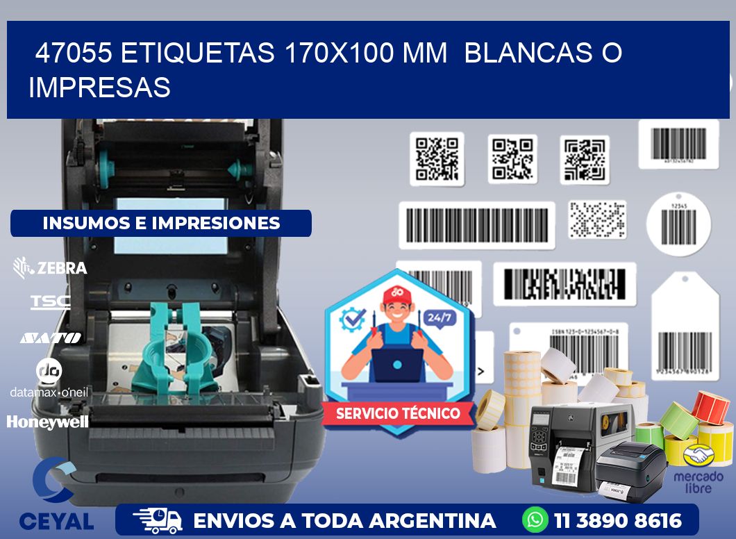 47055 ETIQUETAS 170x100 mm  BLANCAS O IMPRESAS