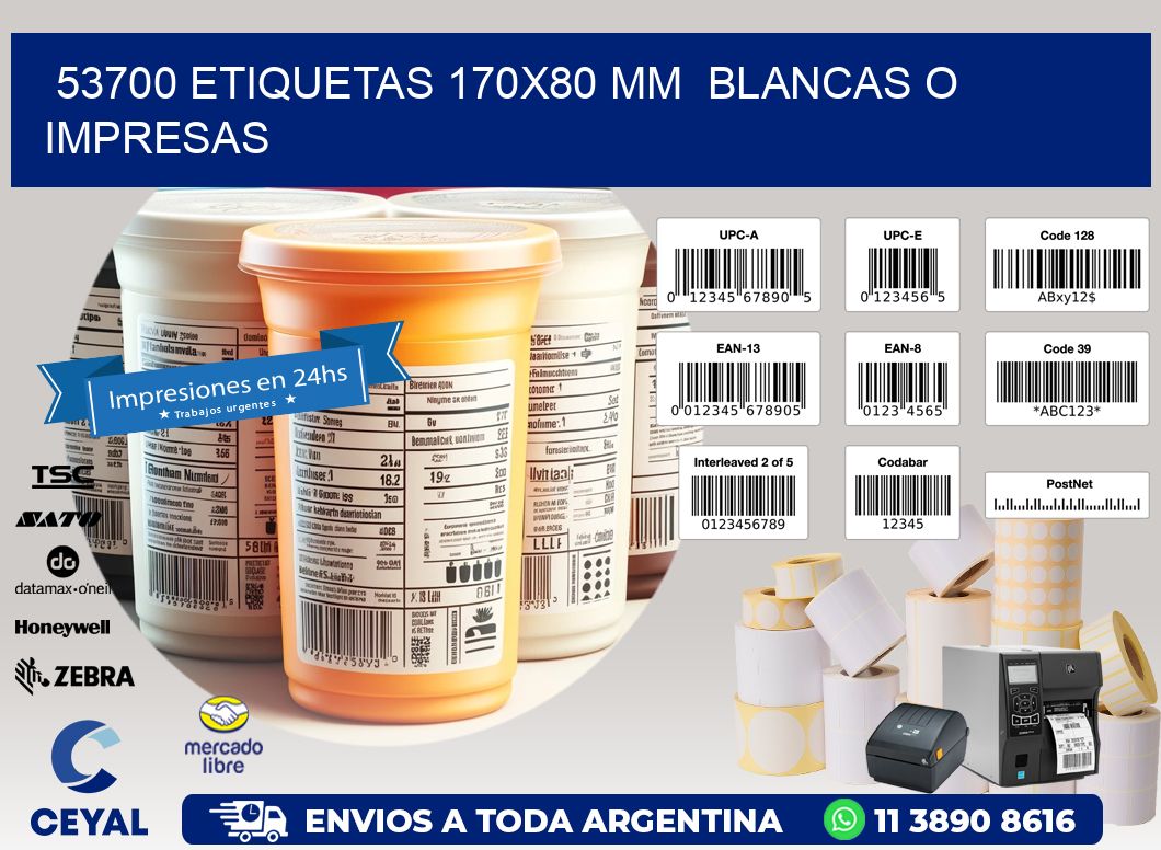 53700 ETIQUETAS 170x80 mm  BLANCAS O IMPRESAS