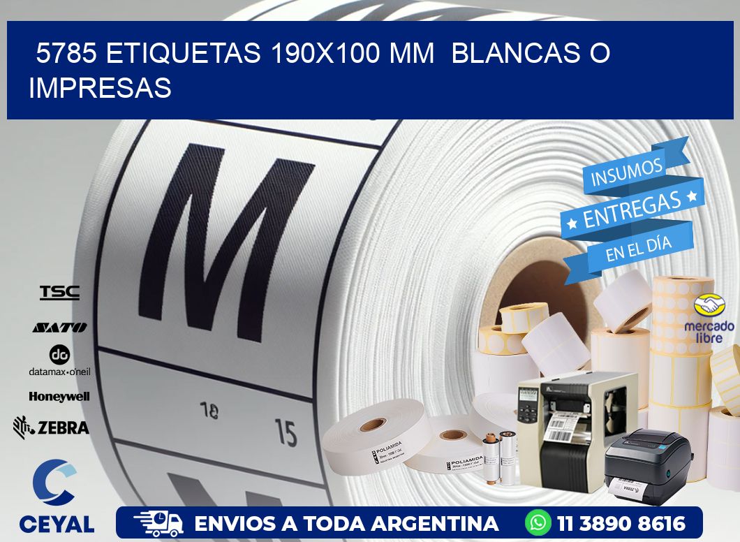 5785 ETIQUETAS 190x100 mm  BLANCAS O IMPRESAS