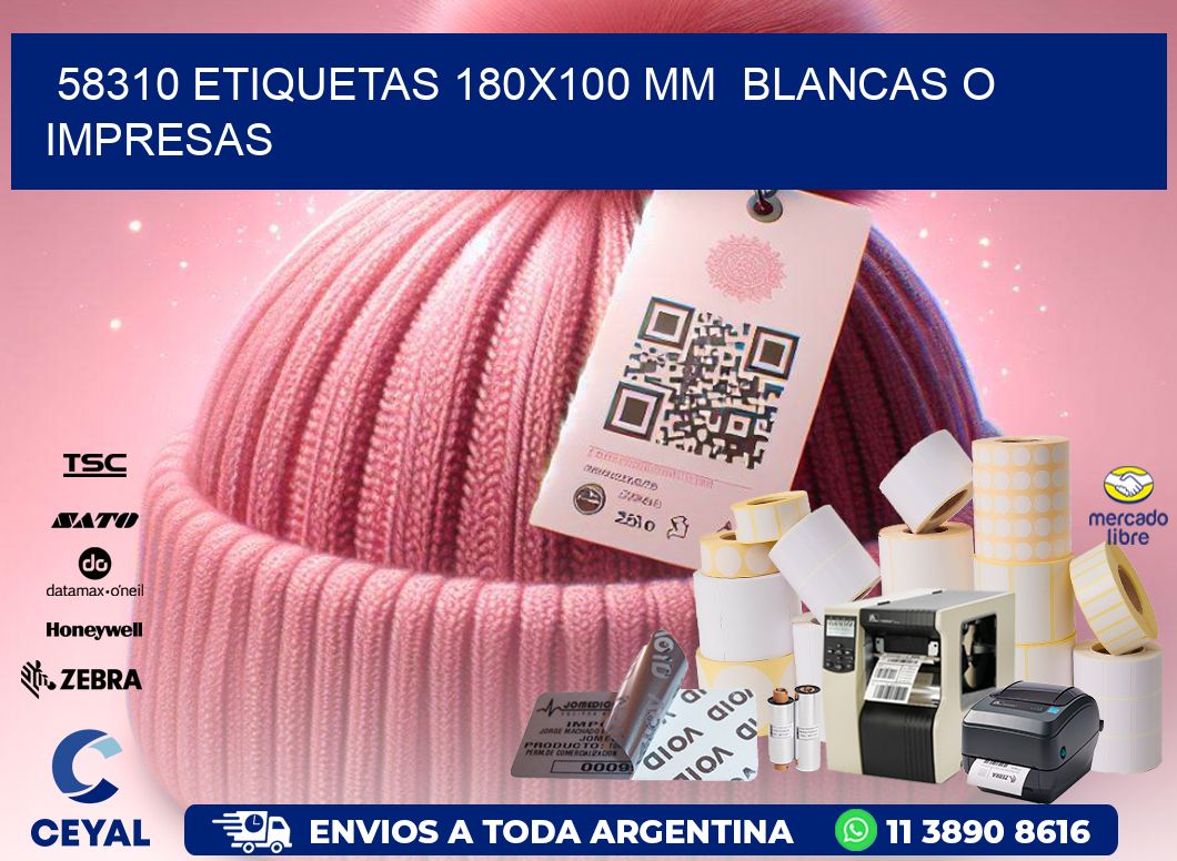 58310 ETIQUETAS 180x100 mm  BLANCAS O IMPRESAS