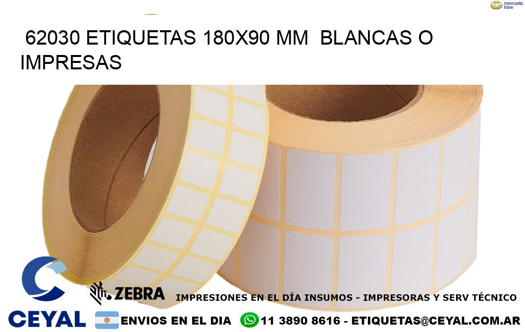 62030 ETIQUETAS 180x90 mm  BLANCAS O IMPRESAS
