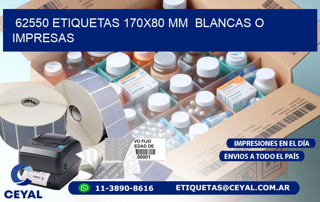 62550 ETIQUETAS 170x80 mm  BLANCAS O IMPRESAS