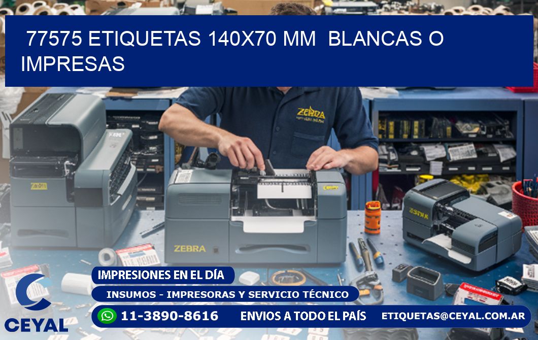 77575 ETIQUETAS 140x70 mm  BLANCAS O IMPRESAS