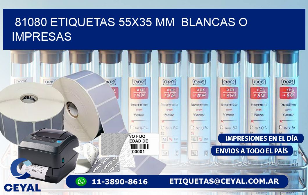 81080 ETIQUETAS 55x35 mm  BLANCAS O IMPRESAS