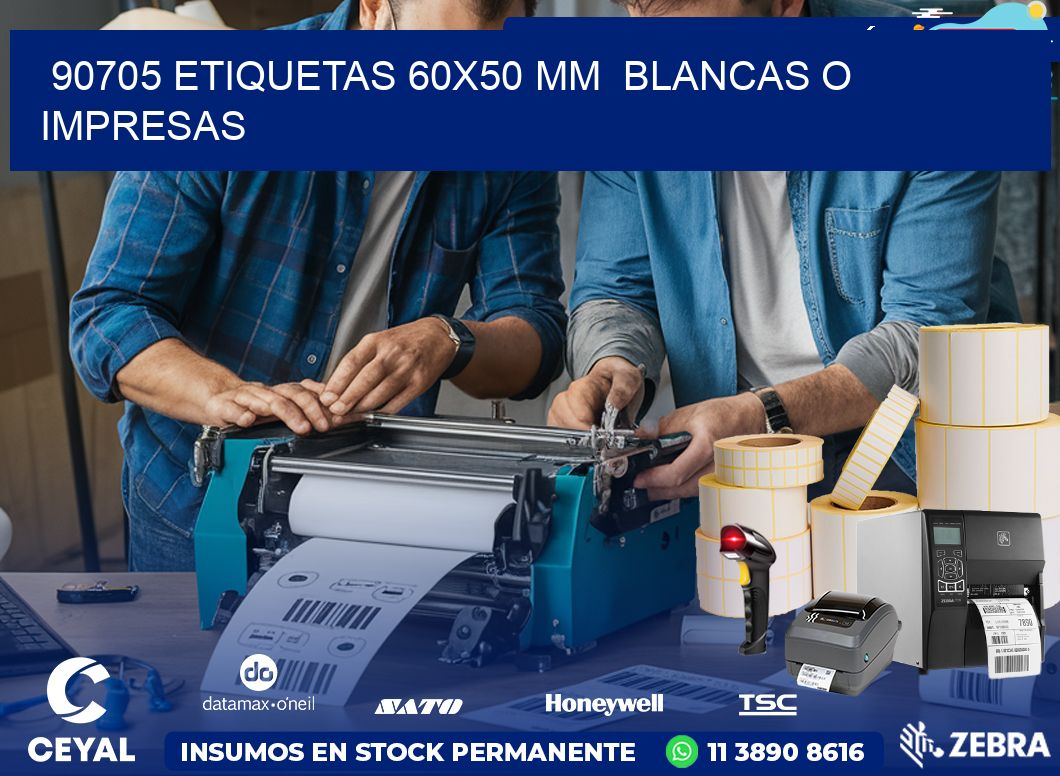 90705 ETIQUETAS 60×50 mm  BLANCAS O IMPRESAS