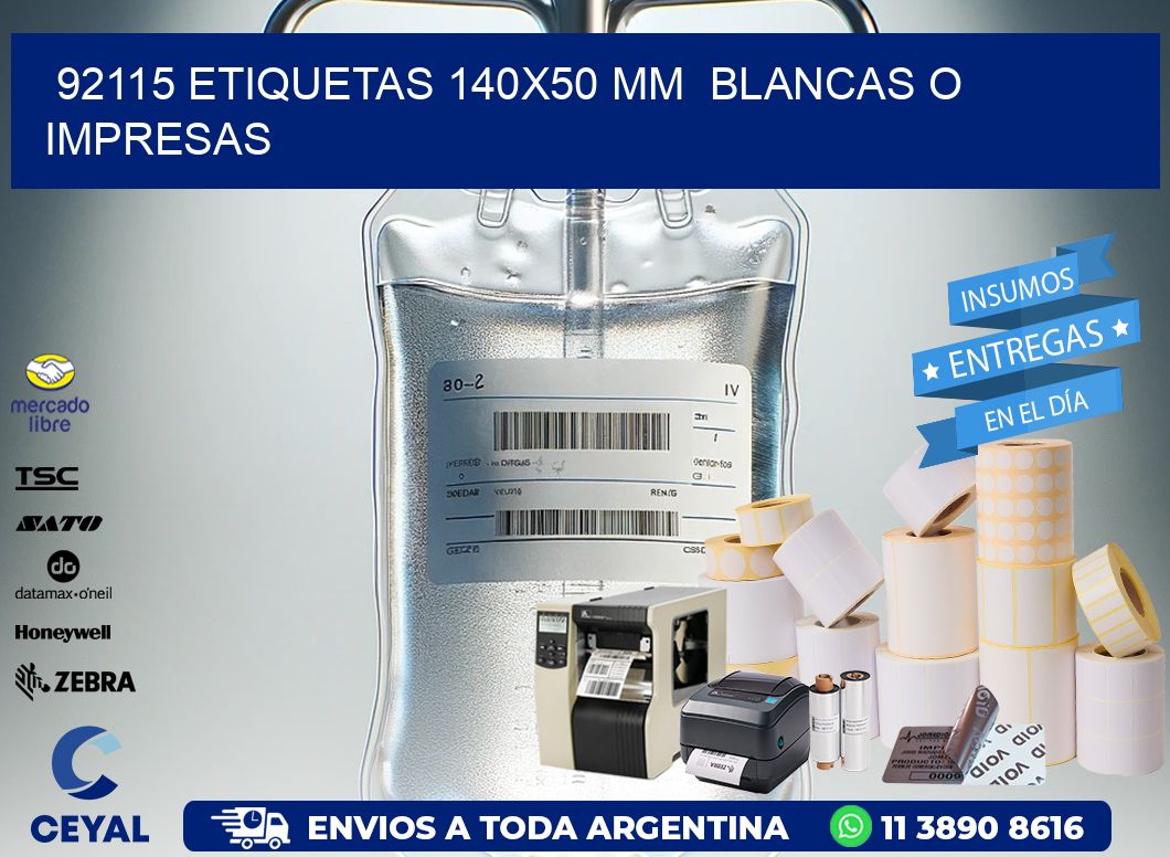 92115 ETIQUETAS 140×50 mm  BLANCAS O IMPRESAS