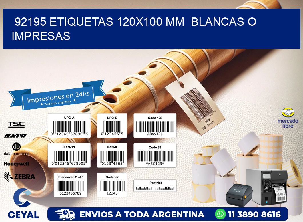 92195 ETIQUETAS 120x100 mm  BLANCAS O IMPRESAS