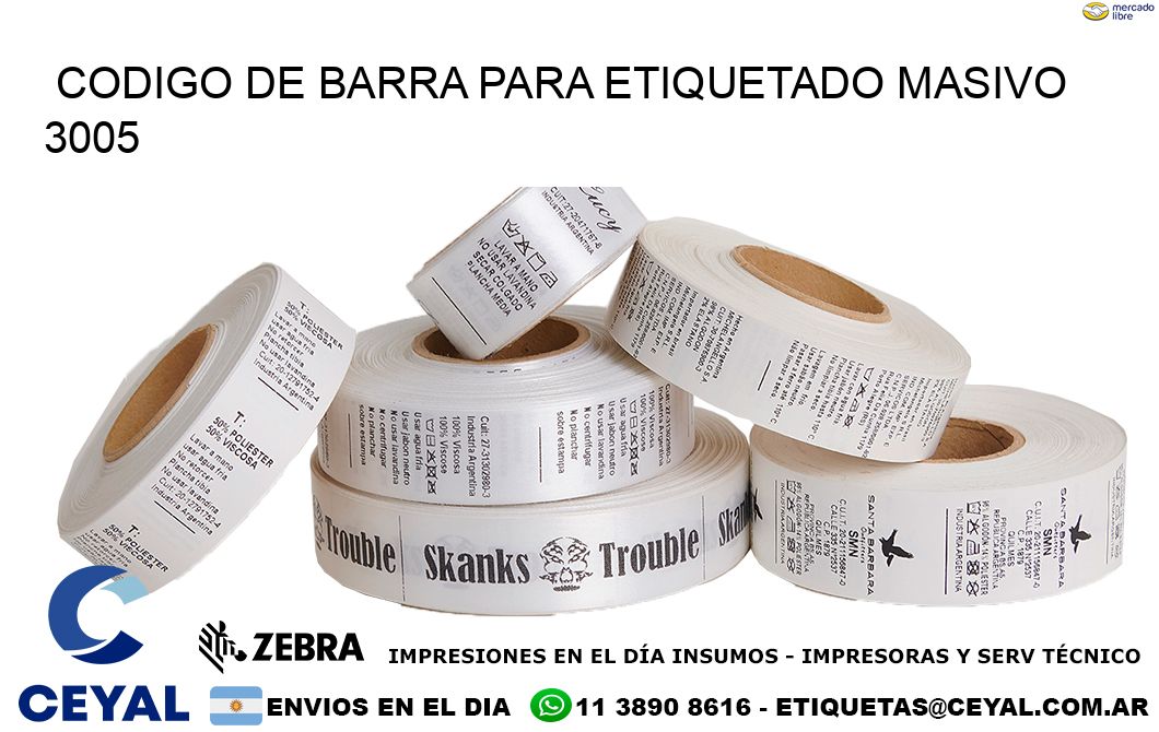 CODIGO DE BARRA PARA ETIQUETADO MASIVO 3005