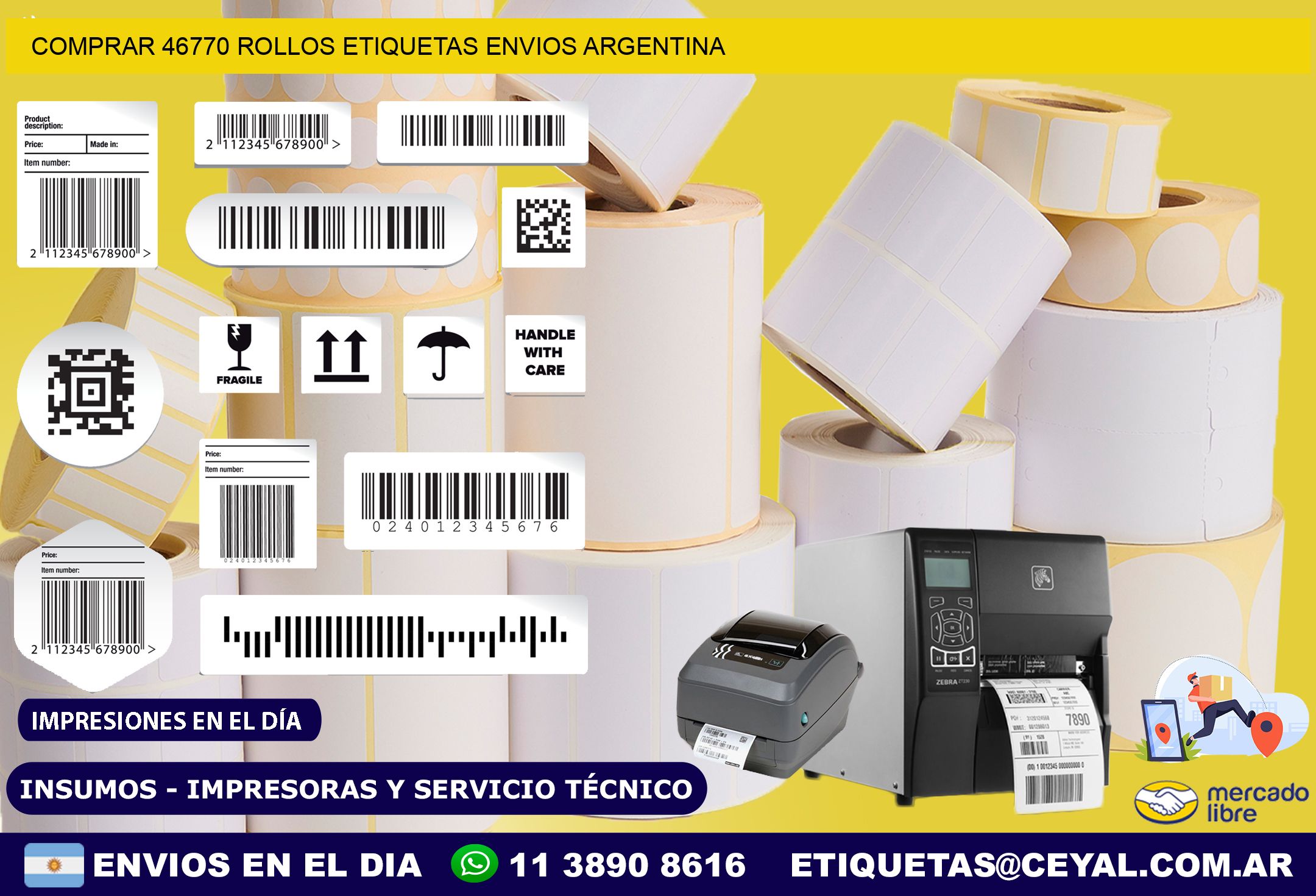 COMPRAR 46770 ROLLOS ETIQUETAS ENVIOS ARGENTINA