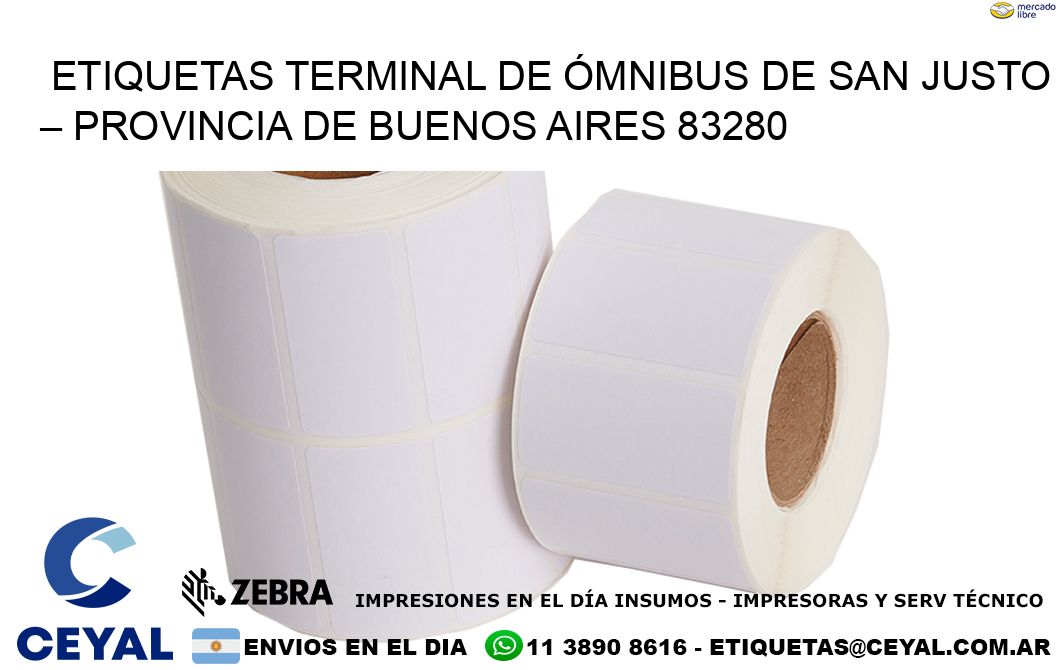 ETIQUETAS TERMINAL DE ÓMNIBUS DE SAN JUSTO – PROVINCIA DE BUENOS AIRES 83280