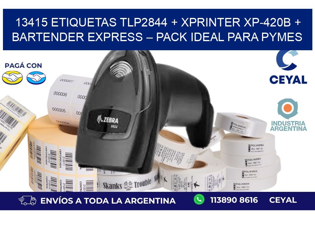 13415 ETIQUETAS TLP2844 + Xprinter XP-420B + BarTender Express – Pack ideal para PyMES