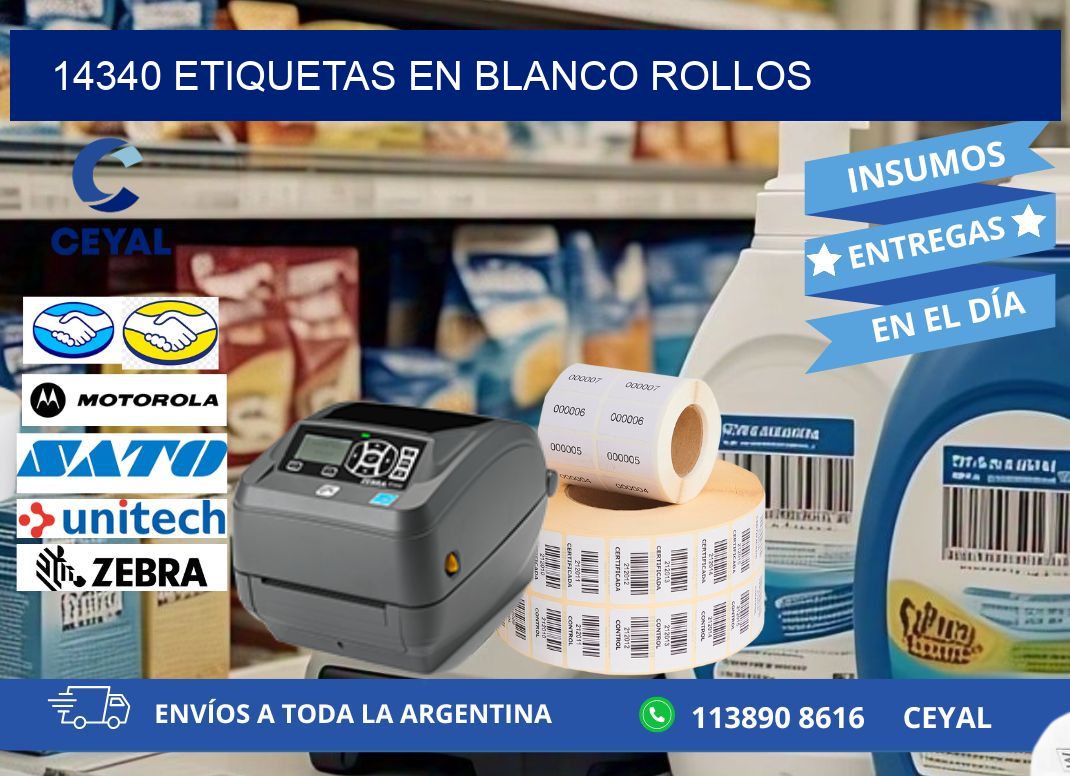 14340 ETIQUETAS EN BLANCO ROLLOS