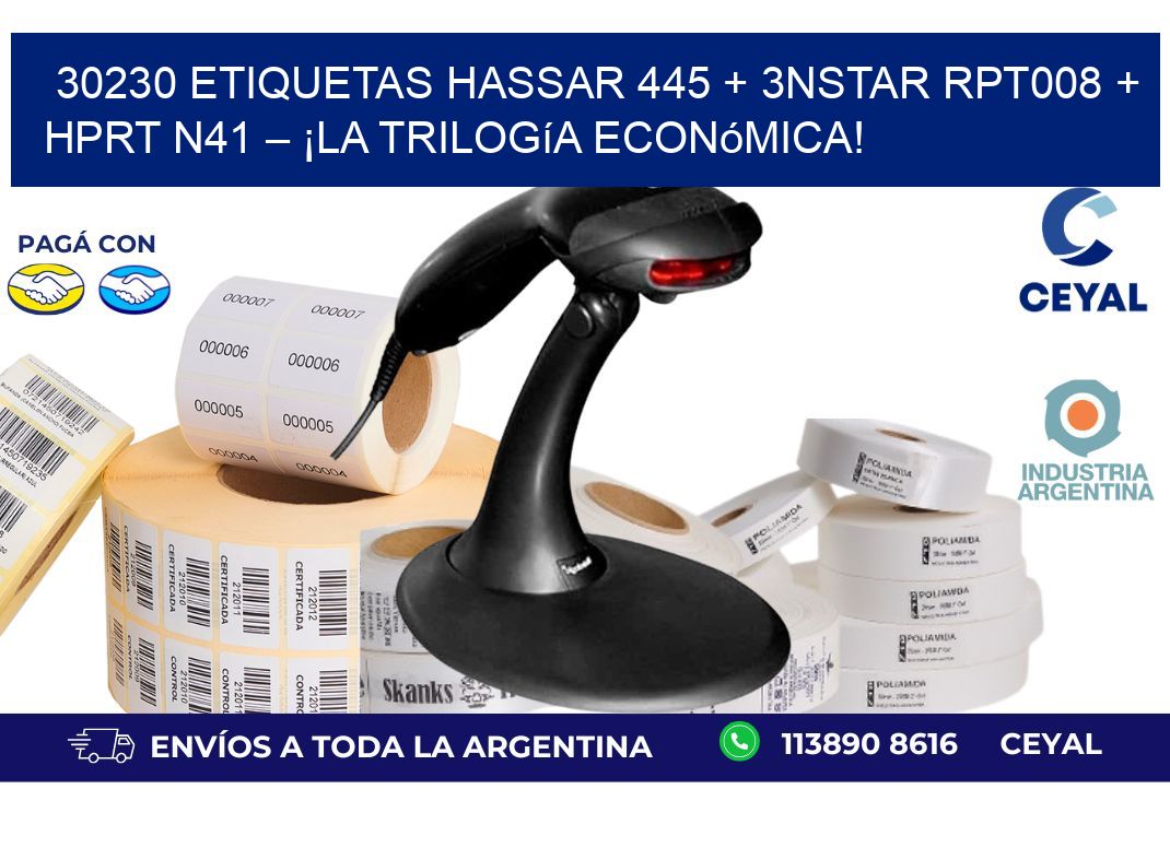 30230 ETIQUETAS Hassar 445 + 3nStar RPT008 + HPRT N41 – ¡La trilogía económica!