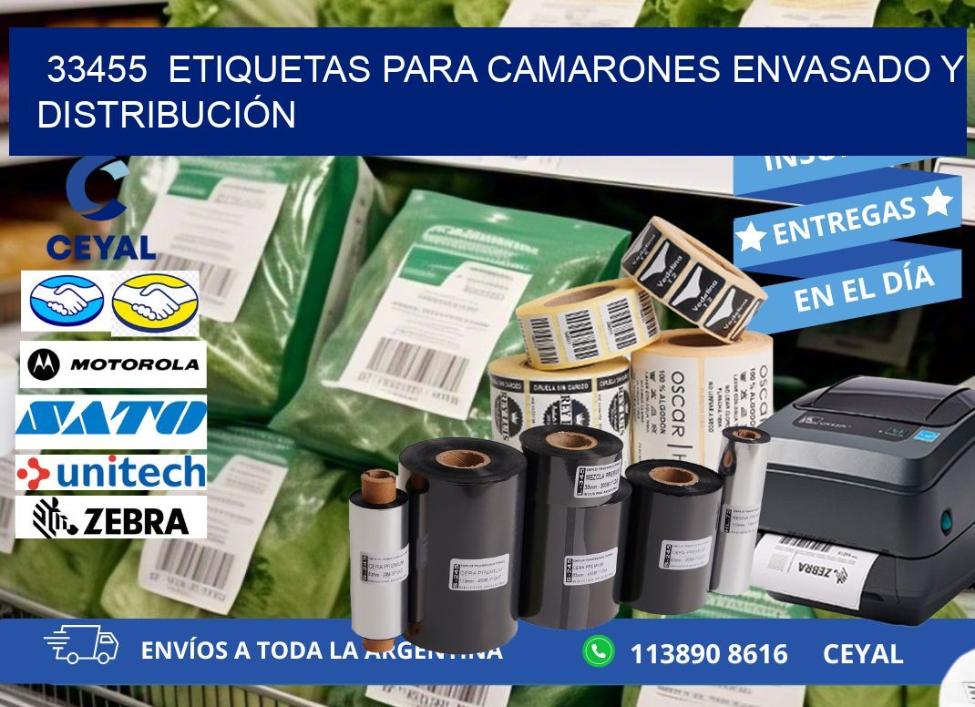 33455  ETIQUETAS PARA CAMARONES ENVASADO Y DISTRIBUCIÓN