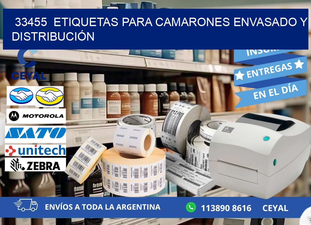 33455  ETIQUETAS PARA CAMARONES ENVASADO Y DISTRIBUCIÓN