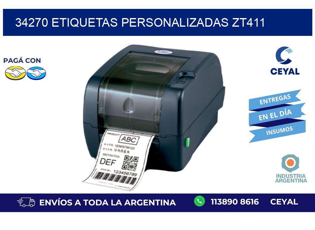 34270 ETIQUETAS PERSONALIZADAS ZT411