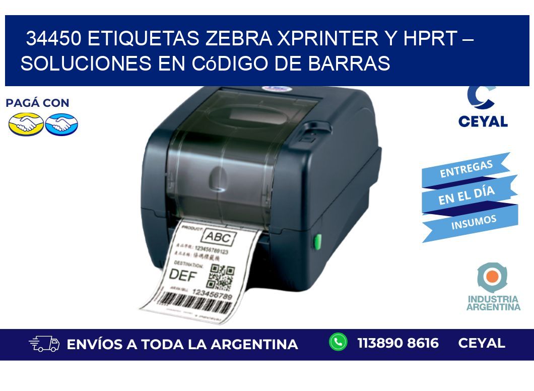 34450 etiquetas zebra XPRINTER y HPRT – Soluciones en Código de Barras