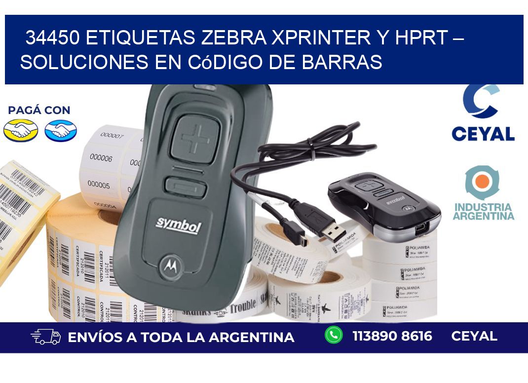34450 etiquetas zebra XPRINTER y HPRT – Soluciones en Código de Barras