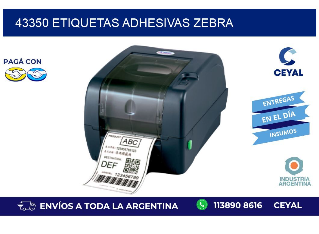 43350 ETIQUETAS ADHESIVAS ZEBRA