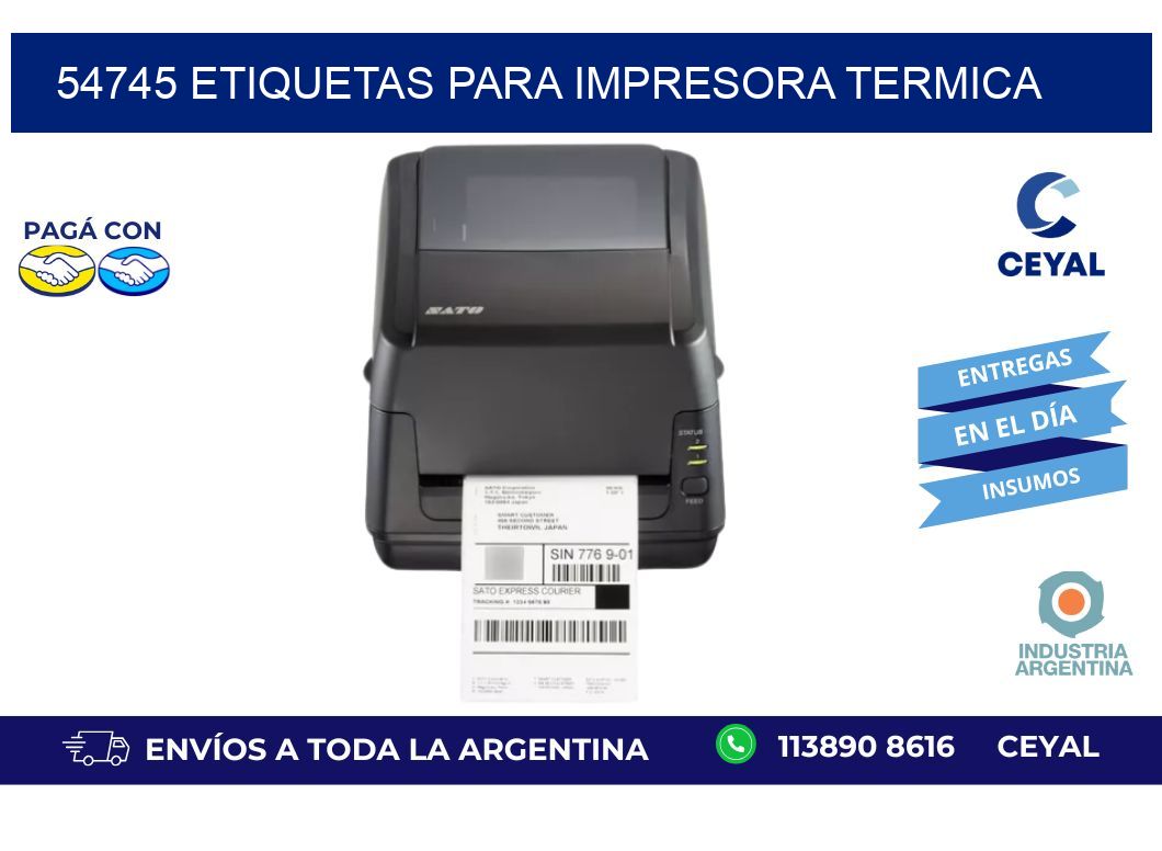 54745 ETIQUETAS PARA IMPRESORA TERMICA