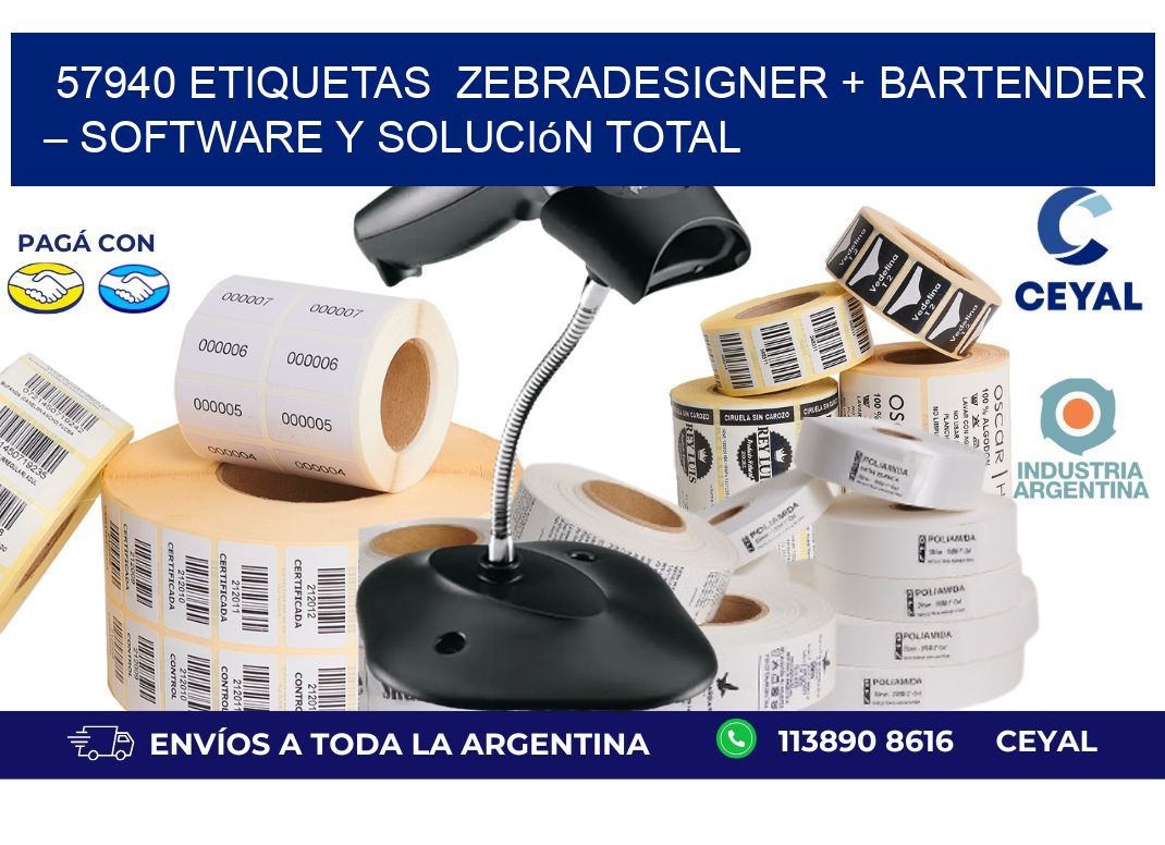 57940 etiquetas  ZebraDesigner + BarTender – Software y Solución Total