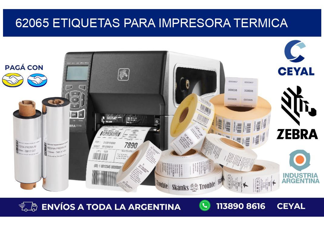 62065 ETIQUETAS PARA IMPRESORA TERMICA