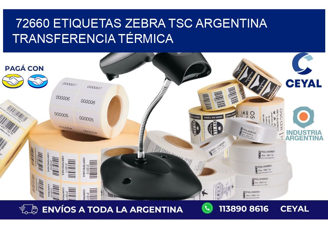72660 etiquetas zebra tsc argentina TRANSFERENCIA TÉRMICA