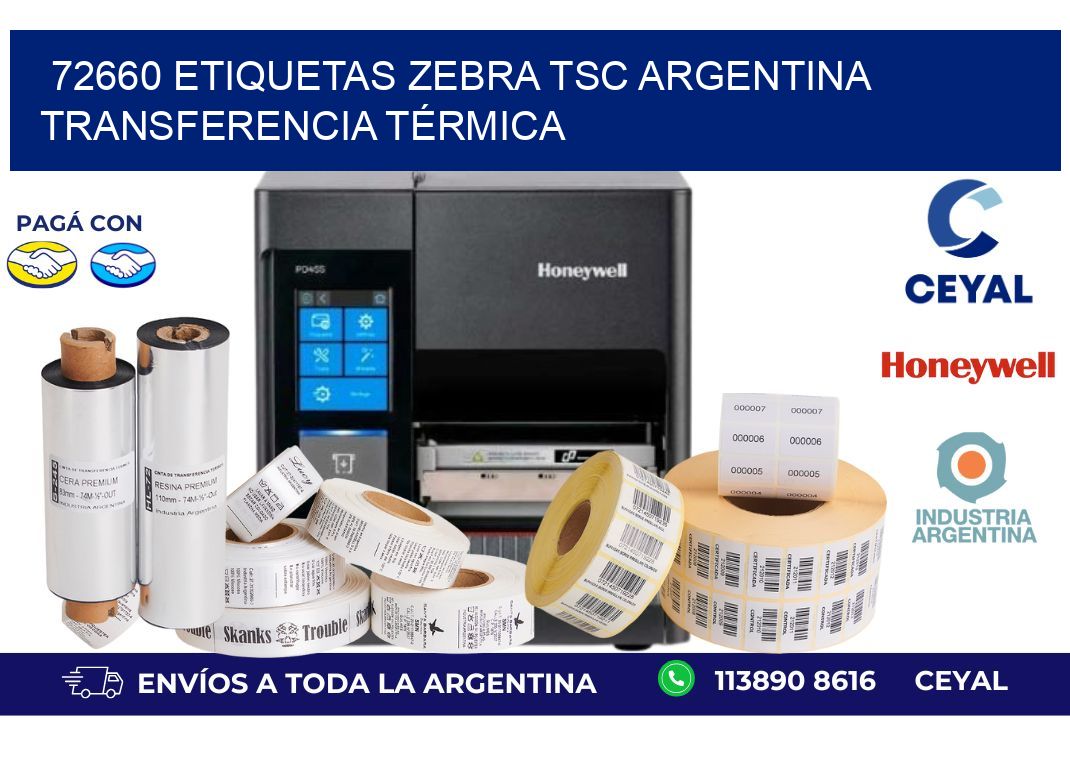 72660 etiquetas zebra tsc argentina TRANSFERENCIA TÉRMICA