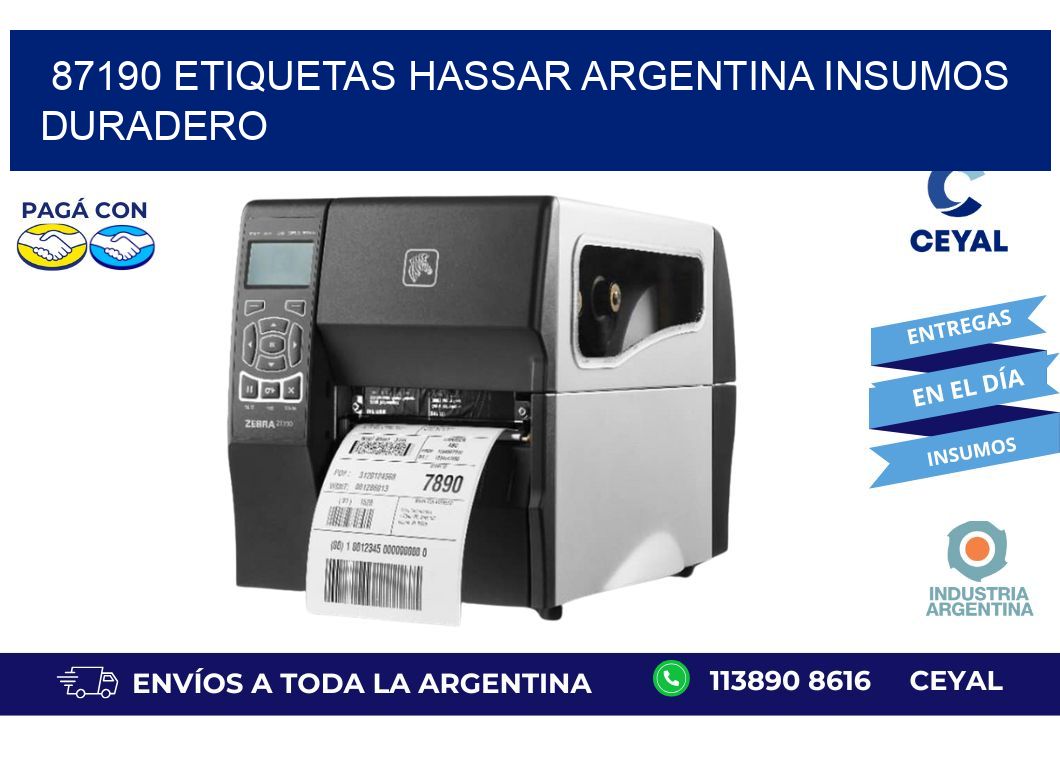 87190 etiquetas hassar argentina INSUMOS DURADERO