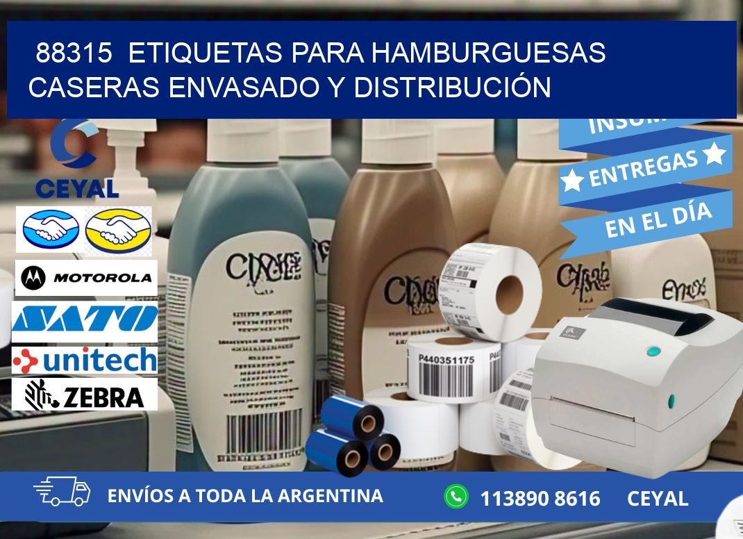88315  ETIQUETAS PARA HAMBURGUESAS CASERAS ENVASADO Y DISTRIBUCIÓN