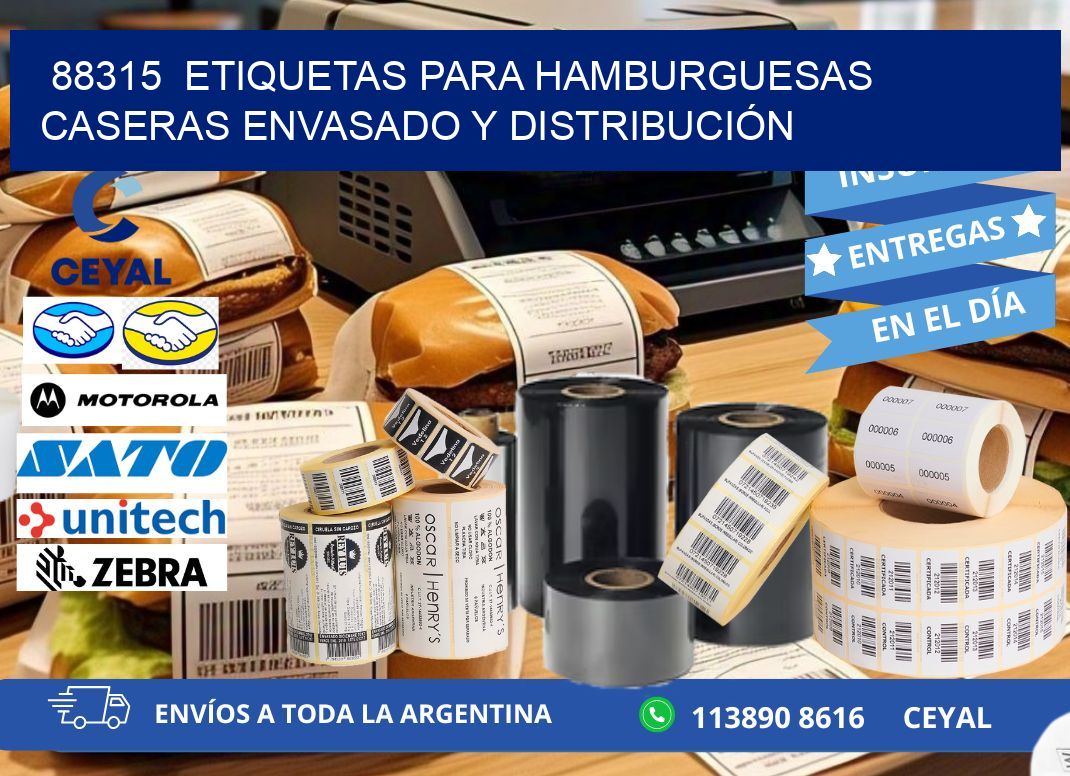 88315  ETIQUETAS PARA HAMBURGUESAS CASERAS ENVASADO Y DISTRIBUCIÓN