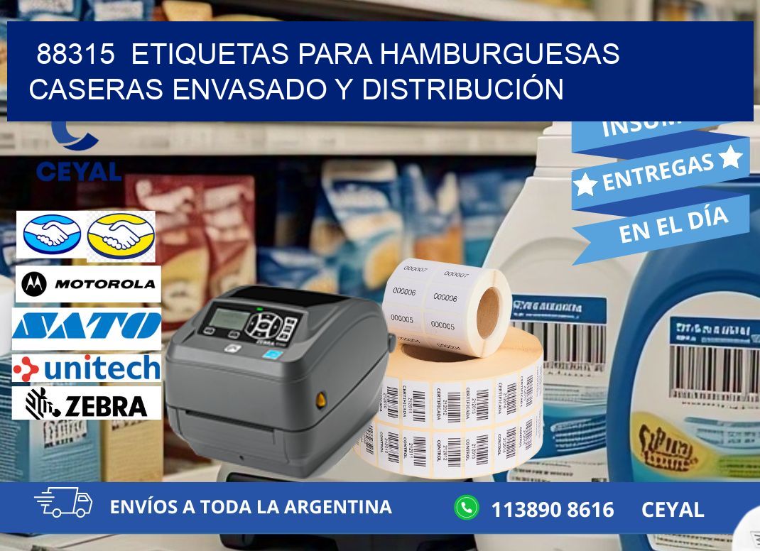 88315  ETIQUETAS PARA HAMBURGUESAS CASERAS ENVASADO Y DISTRIBUCIÓN