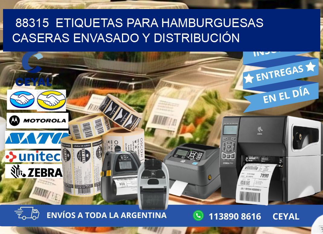 88315  ETIQUETAS PARA HAMBURGUESAS CASERAS ENVASADO Y DISTRIBUCIÓN