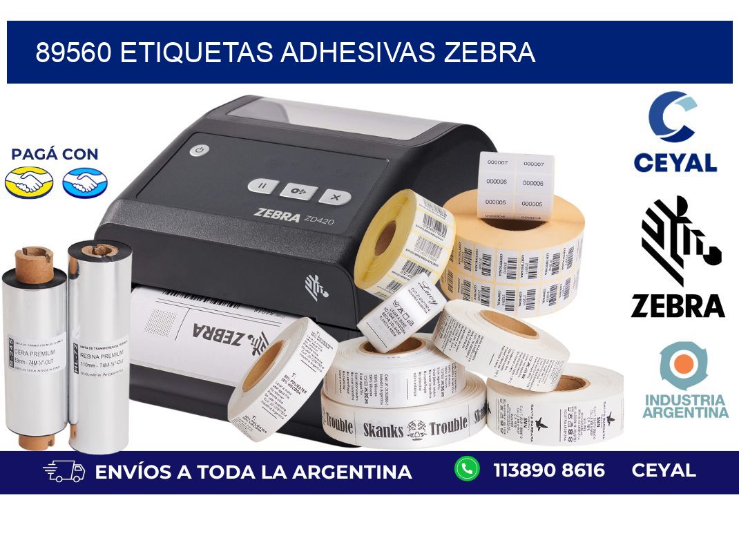 89560 ETIQUETAS ADHESIVAS ZEBRA