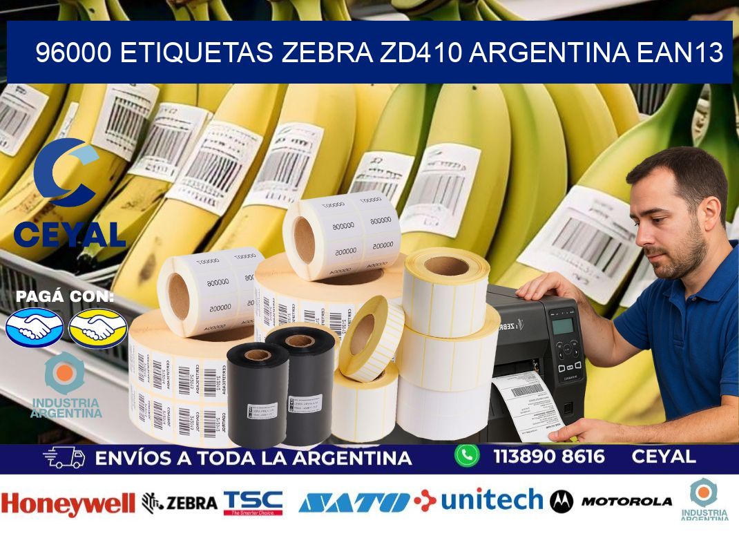 96000 etiquetas zebra zd410 argentina EAN13