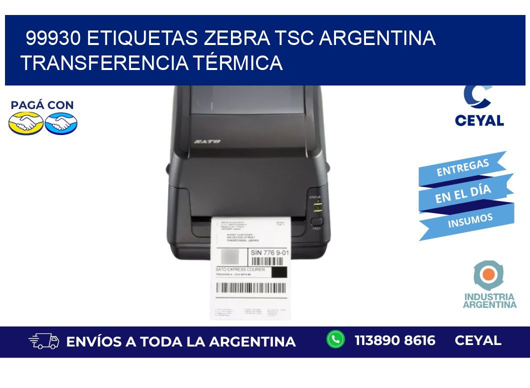 99930 etiquetas zebra tsc argentina TRANSFERENCIA TÉRMICA