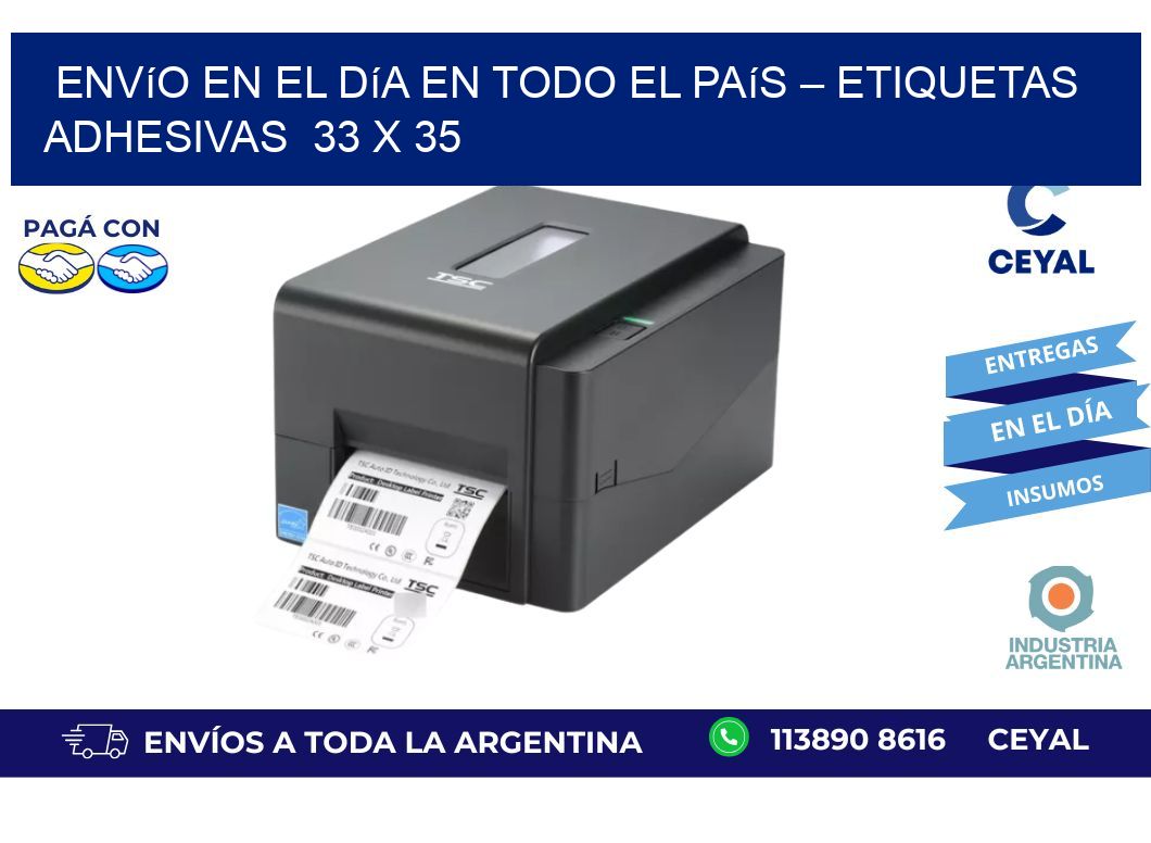 Envío en el Día en Todo el País – Etiquetas Adhesivas  33 x 35
